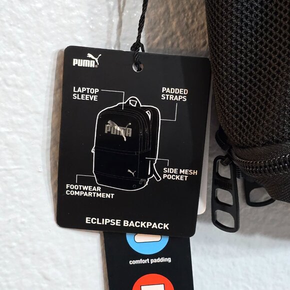 Puma Daily Backpack w Laptop Sleeve. Black.  Footwear compartment.  Nwt. - Picture 4 of 9